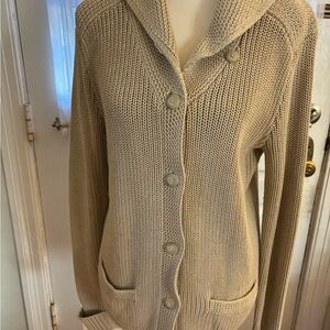 Ralph Lauren Beige Cotton Knit Cardigan Sweater